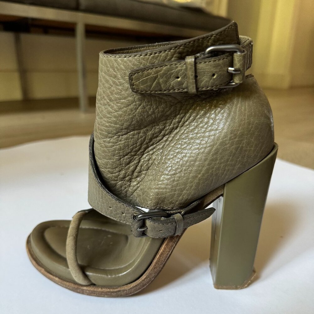 Alexander wang High Heel Leather Sandals Shaki Green Size 37